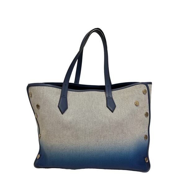 GIVENCHY PARIS Gray Blue Ombre Canvas Logo Bond Tote Shopper Shoulder Bag - Picture 6 of 13